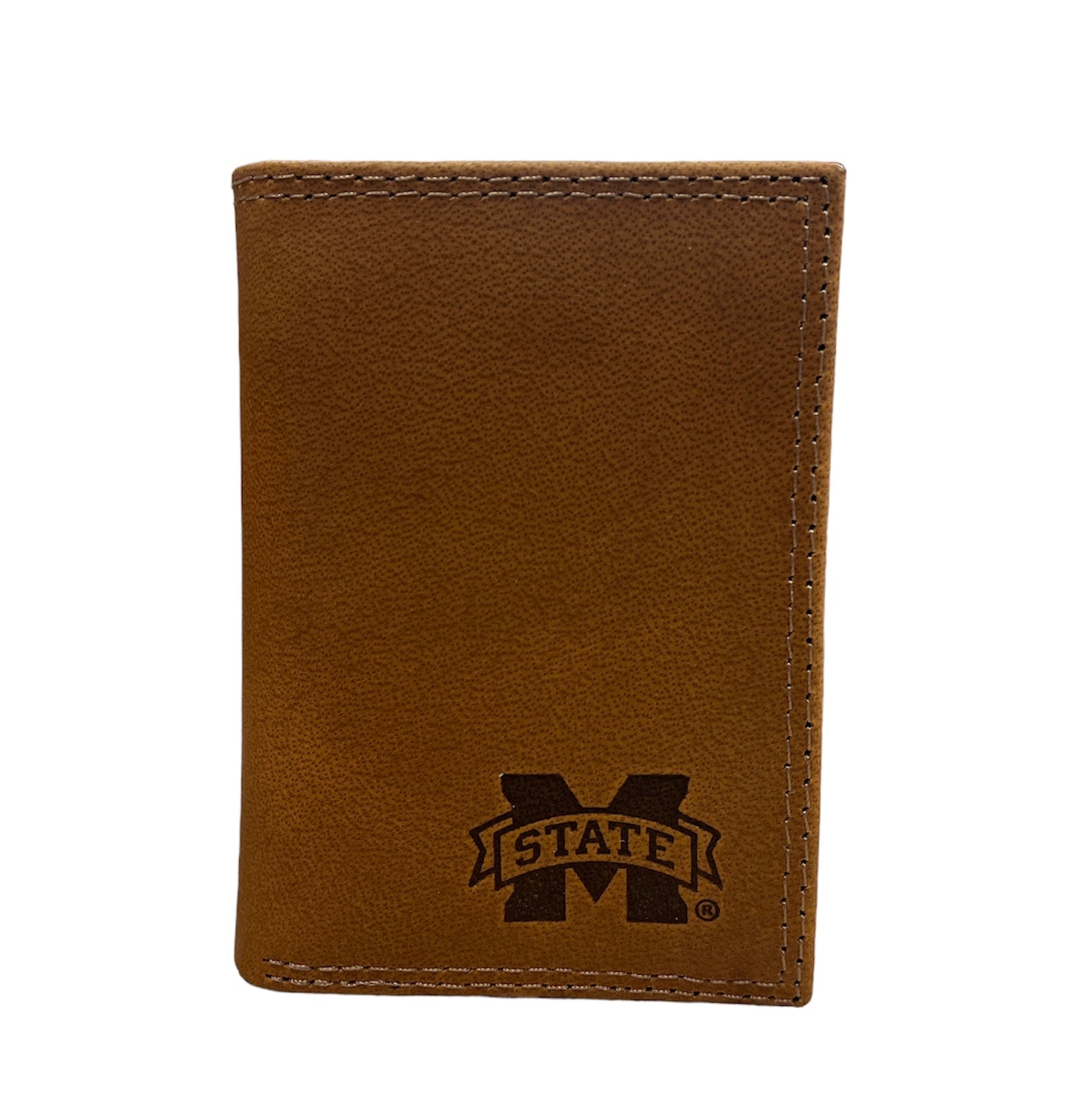 Light Brown Crazy Horse Trifold Wallet - Mississippi State