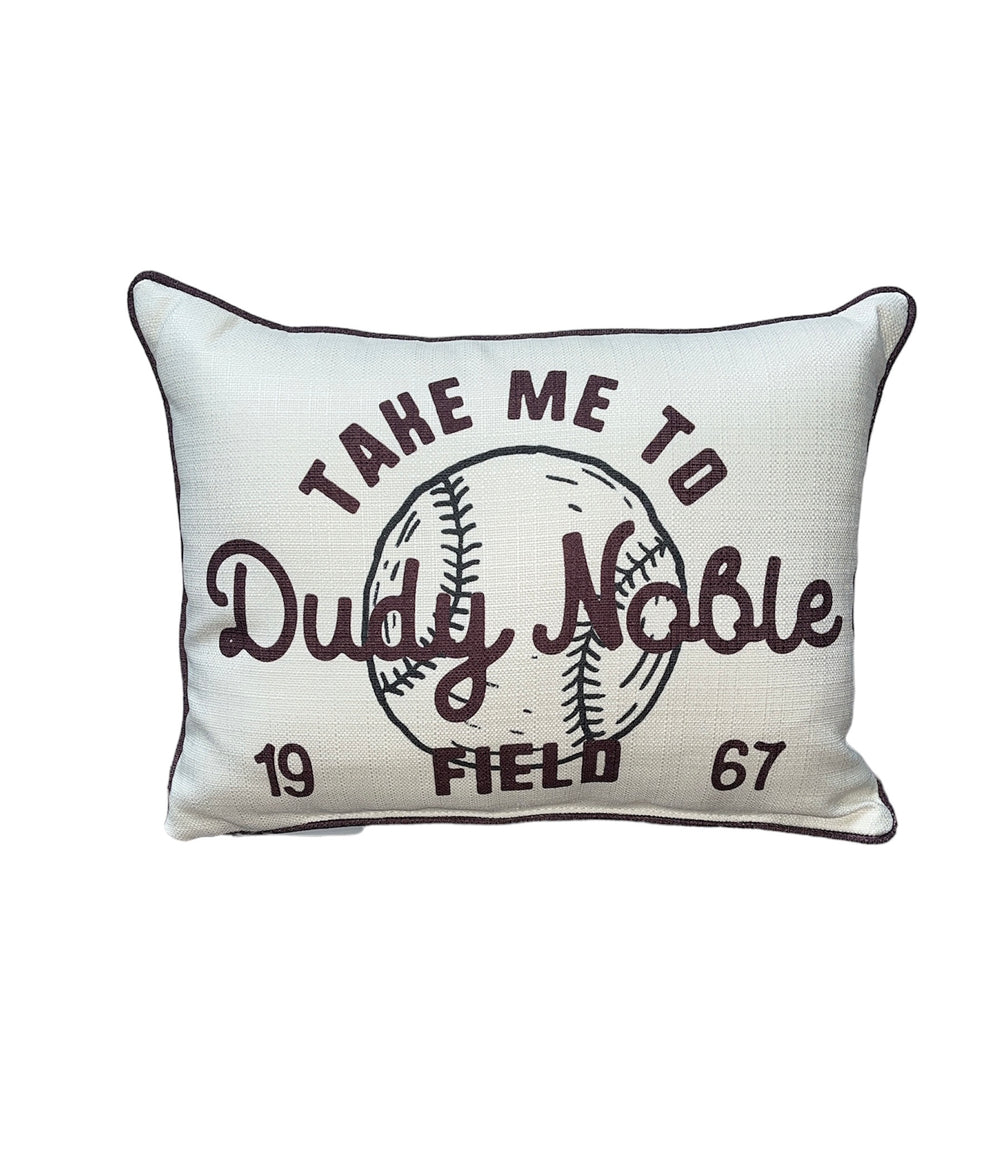 Little Birdie Take Me to Dudy Noble Field Pillow + Maroon Piping