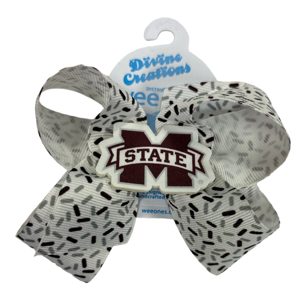 Mississippi State Medium Confetti Print Bow with Badge