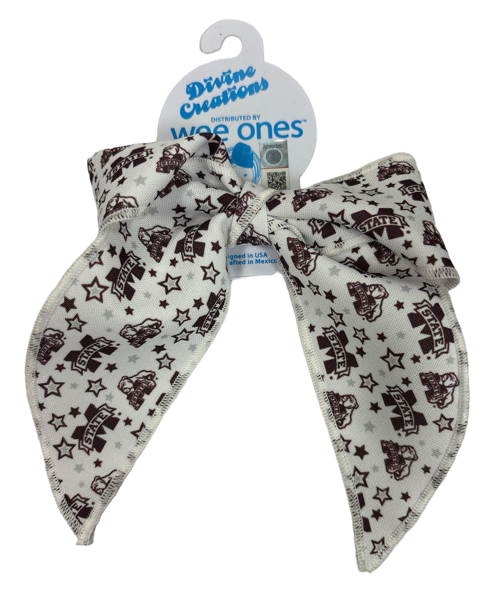 Mississippi State Medium Star Print Bow with Alligator Clip