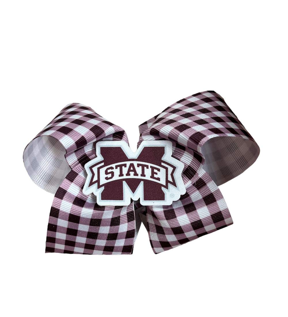 Mississippi State King Size Gingham Print Bow with Badge