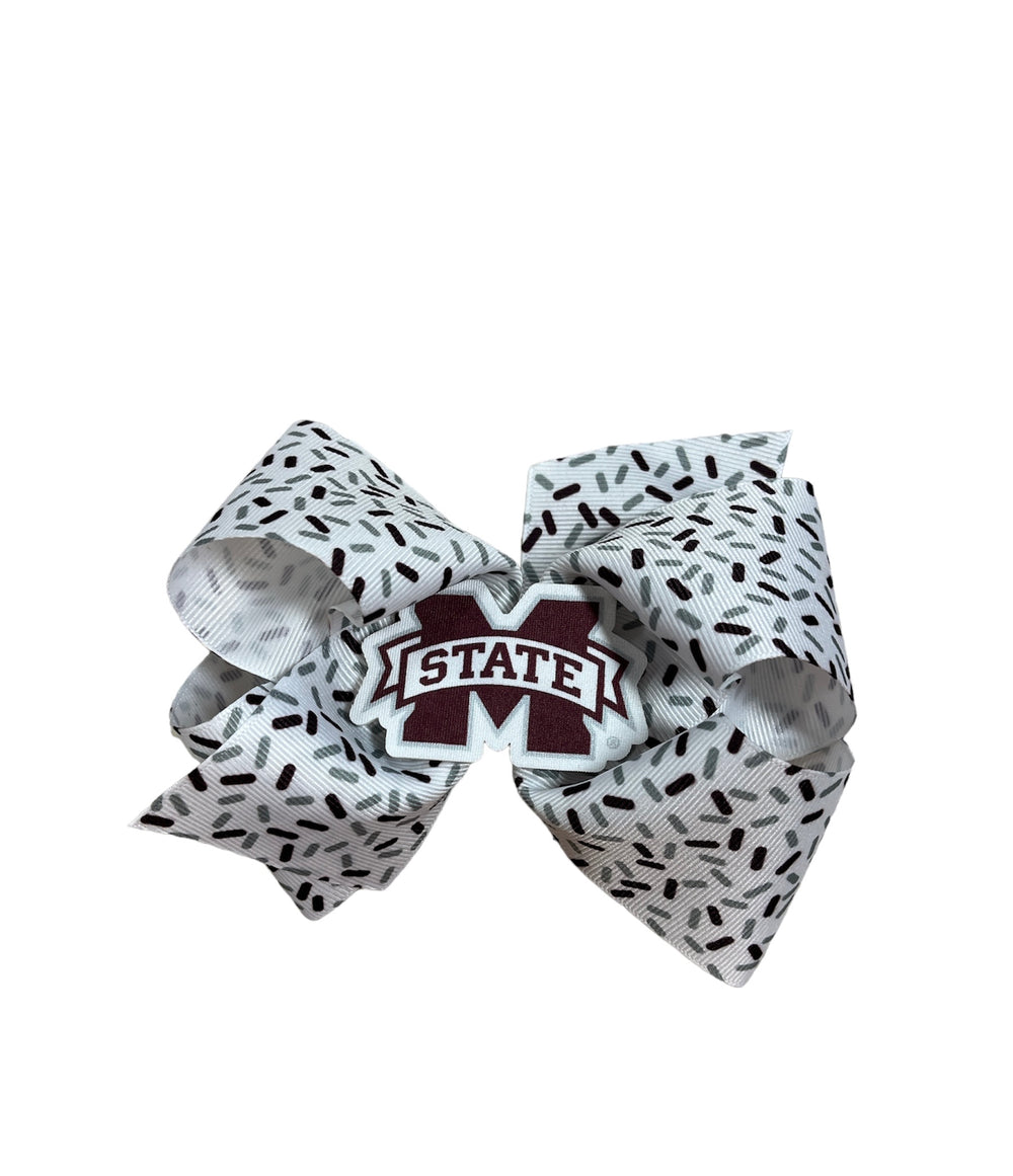 Mississippi State King Size Confetti Print Bow with Badge