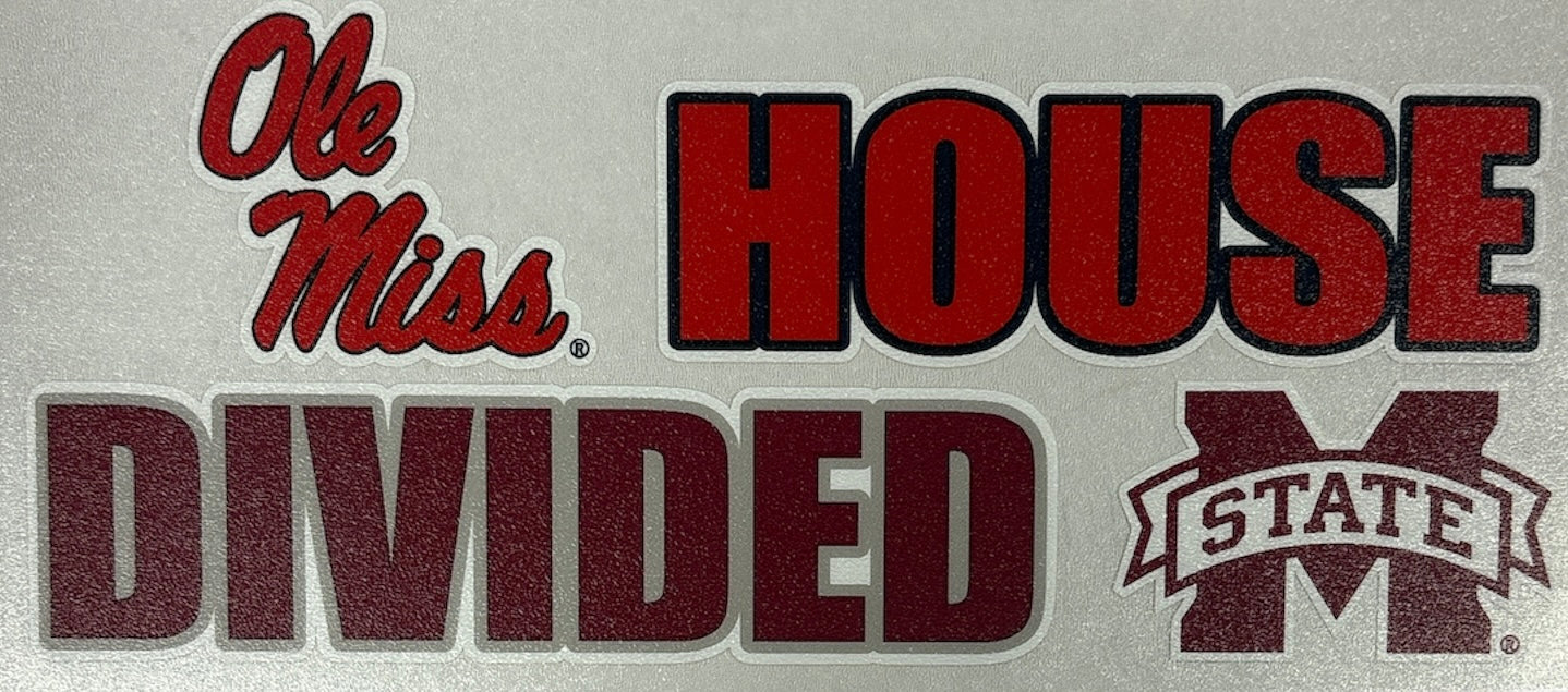 Color Shock Ole Miss and Mississippi State House Divided Decal The