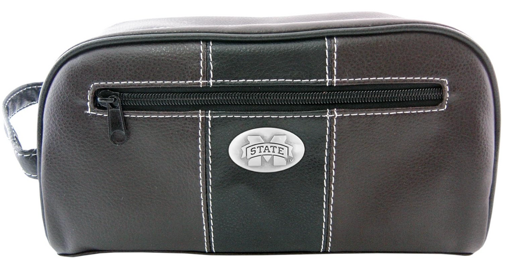 Mississippi State Zip-Pro Dark Brown Leather Toiletry Bag