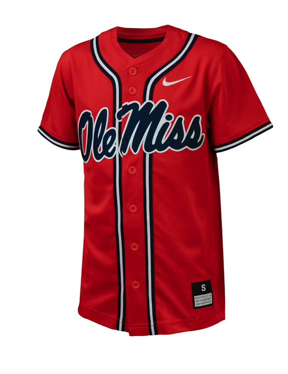 Nike Youth Red Ole Miss Baseball Jersey