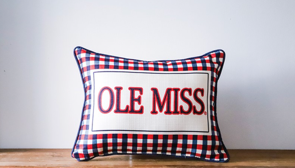 Ole Miss Gingham Pillow