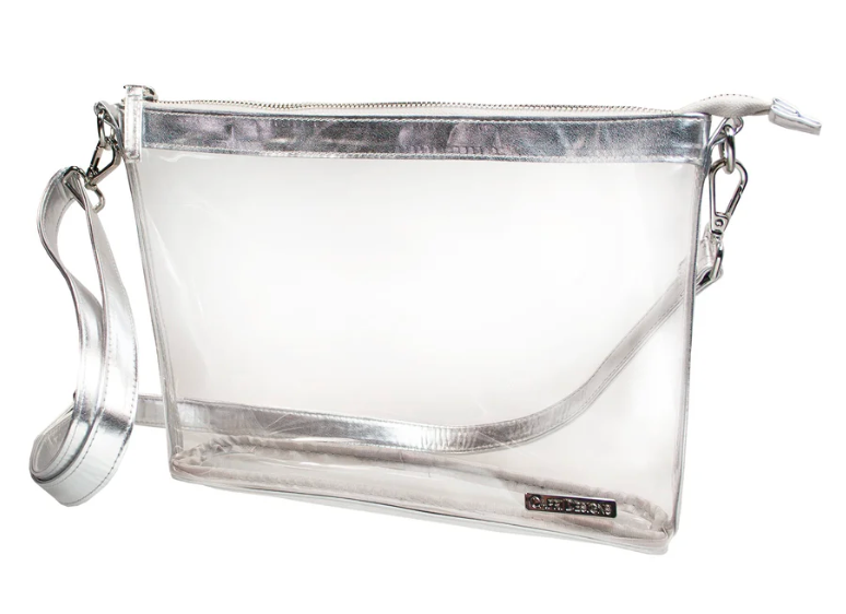 Capri Designs Large Clear Crossbody with Silver Accents