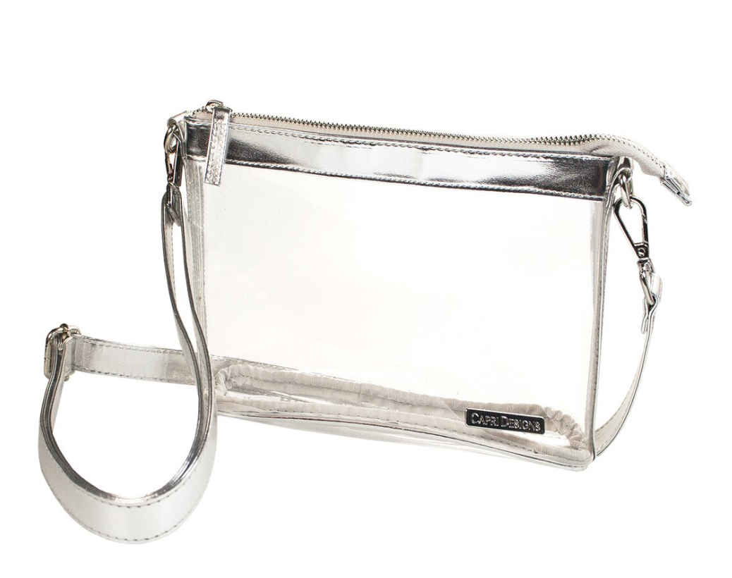 Small Clear Crossbody Purse with Silver Accents