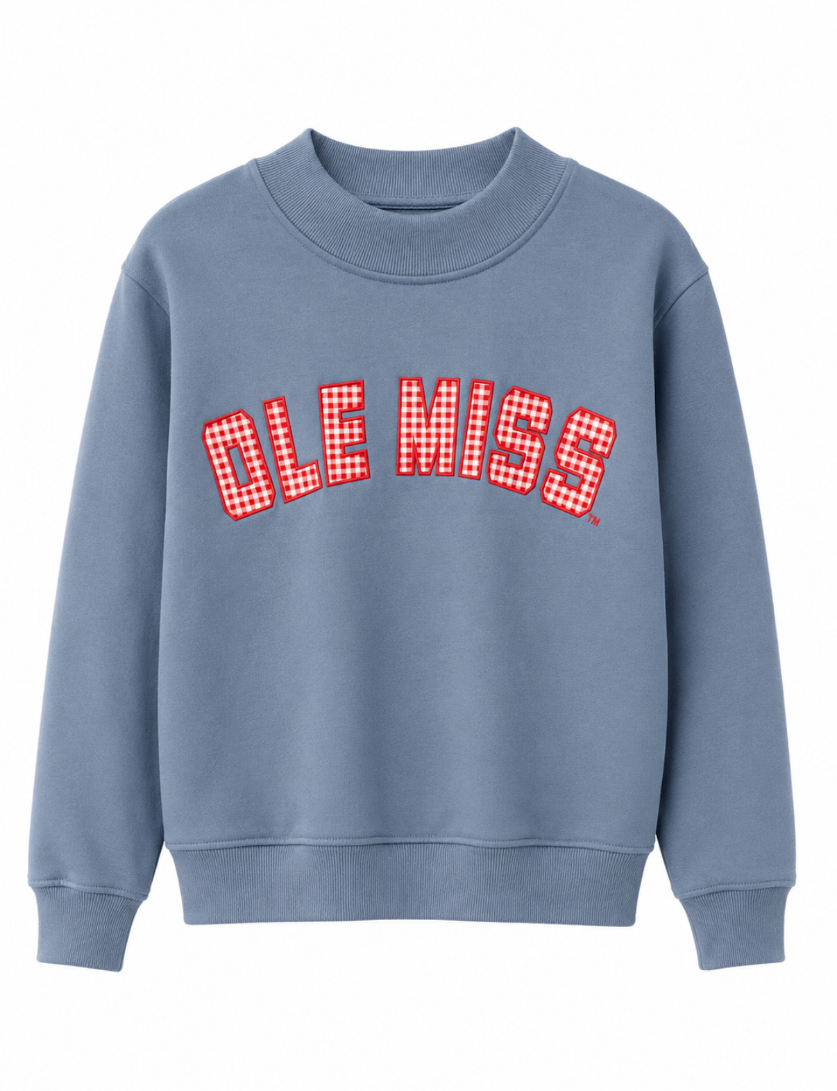 The Mallory Gingham Powder Blue Ole Miss Mockneck
