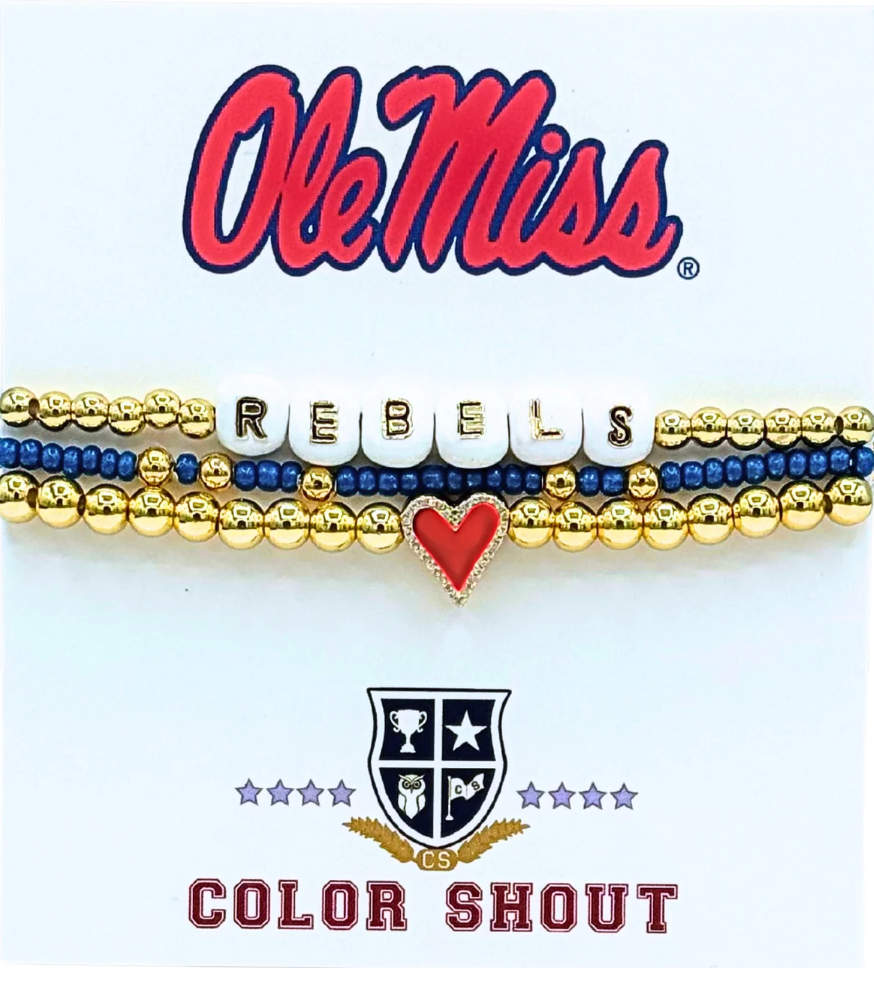 Ole Miss University Love My College Bracelet Stack