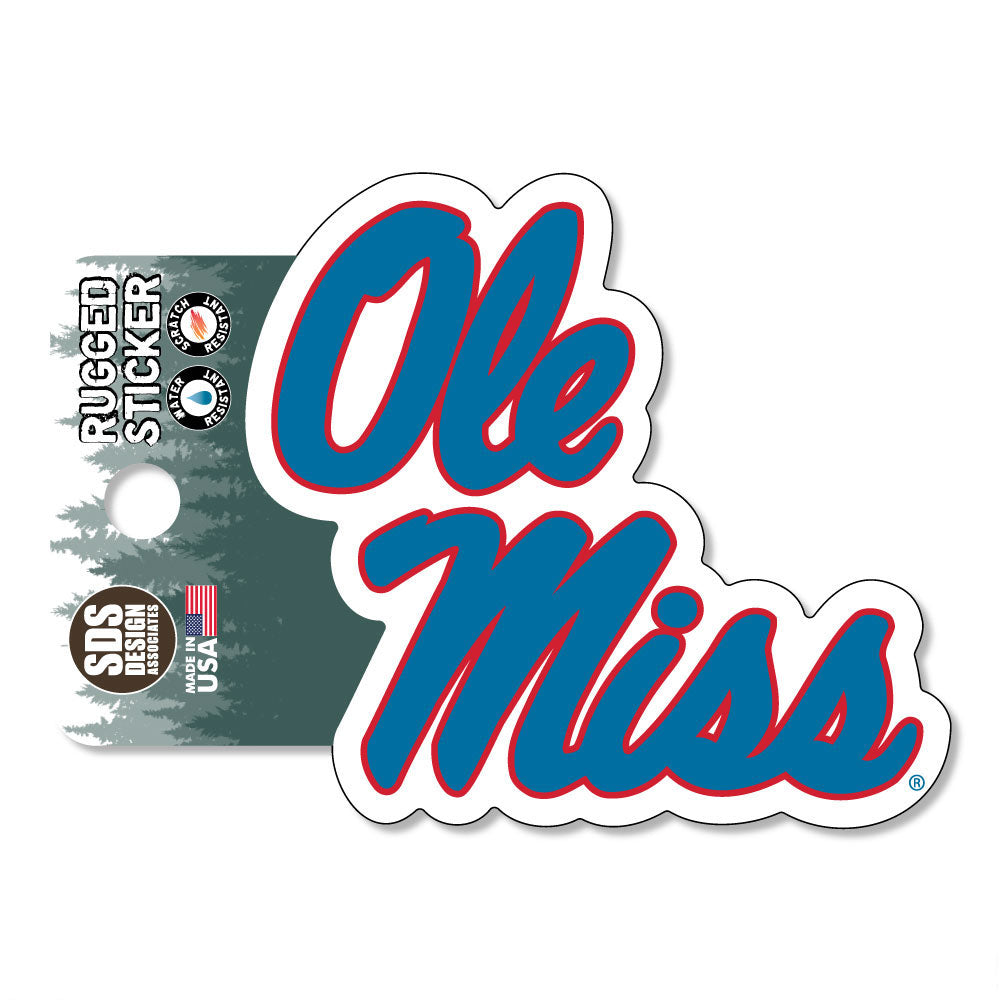 Ole Miss Powder Blue w/ Red Outline Stacked Sticker