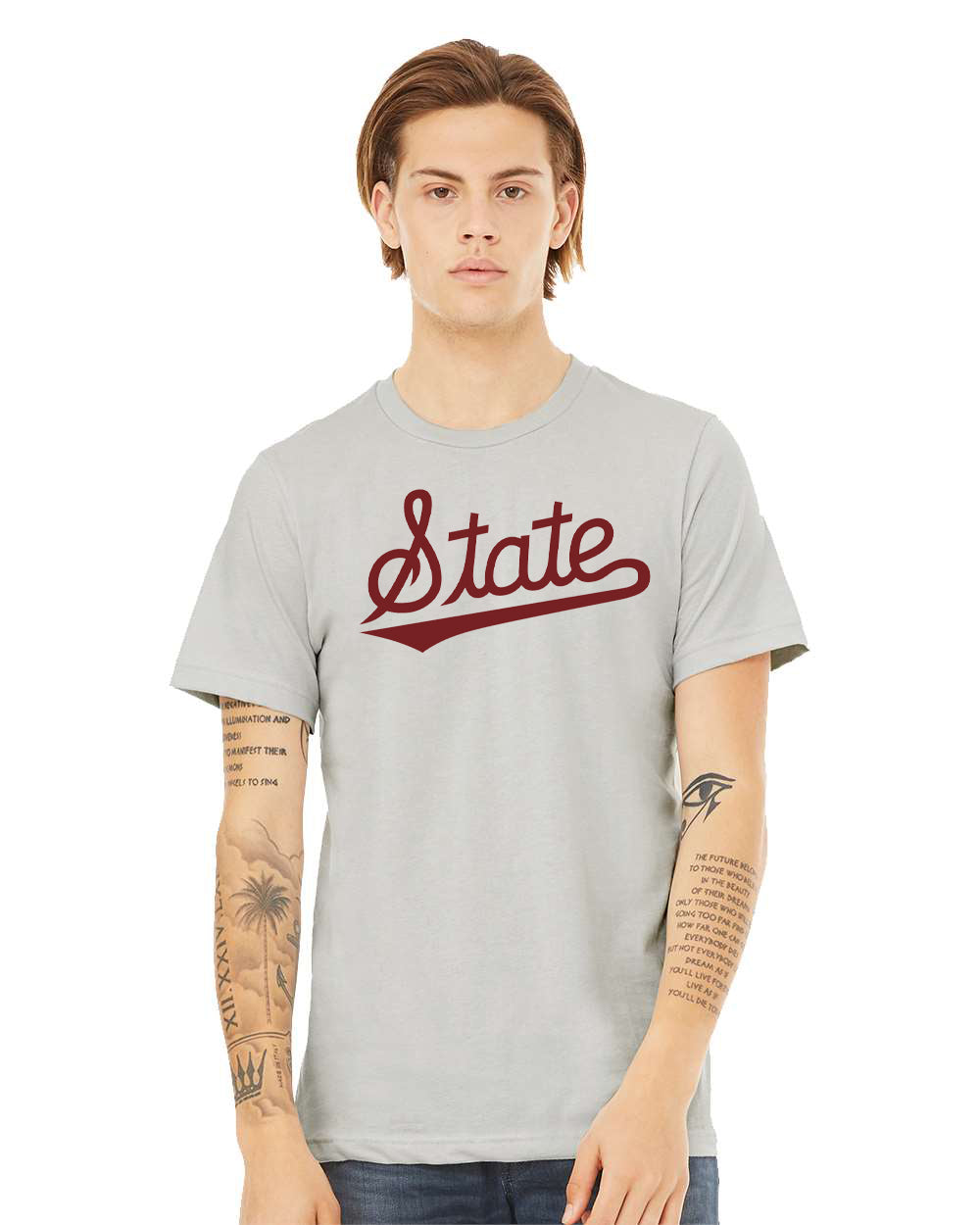 Bella Canvas Gray Tee with State Script