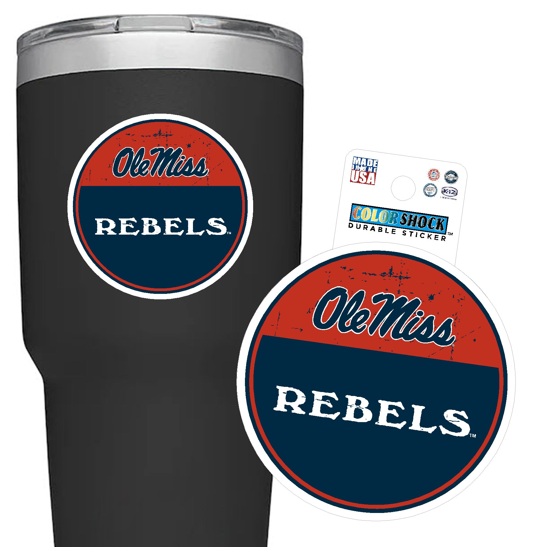 Color Shock Ole Miss Rebels Round Sticker