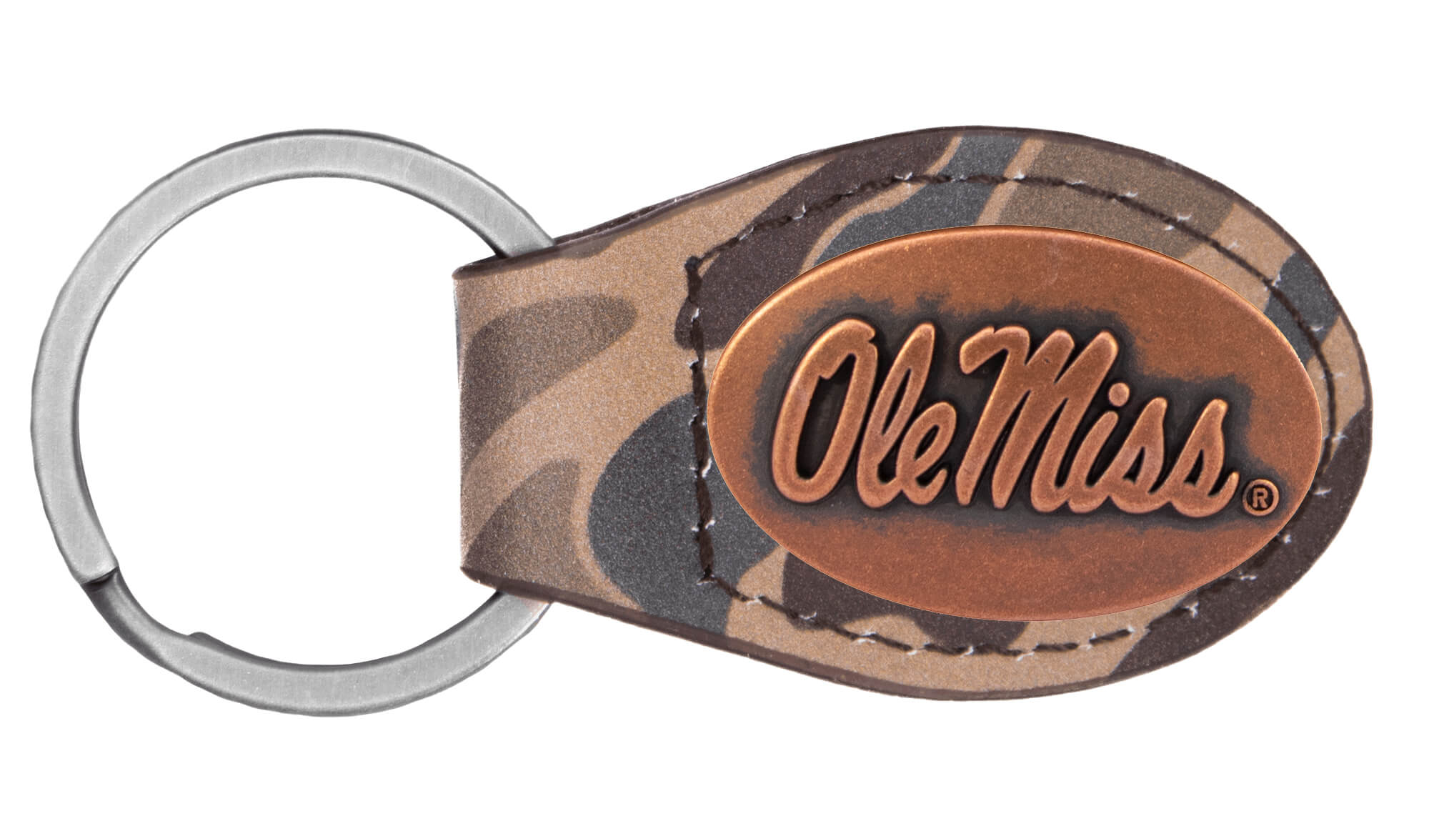 Zep Pro Brown Camo Oval Key Fob-Ole Miss