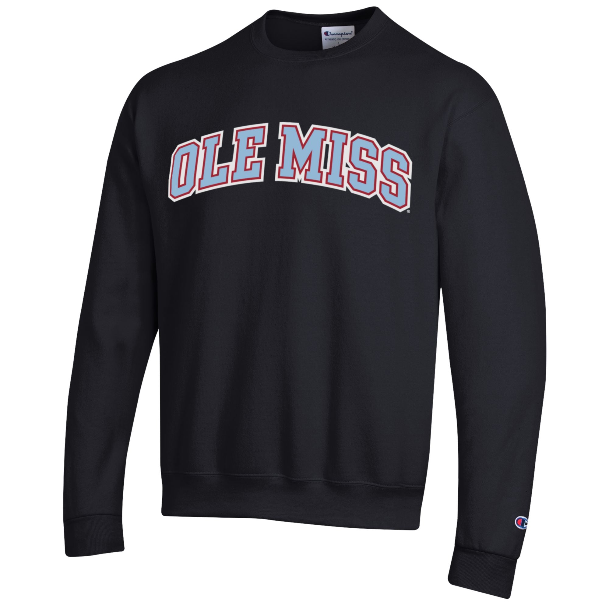 Champion Ole Miss Applique Sweatshirt - Black with Powder Blue Accents