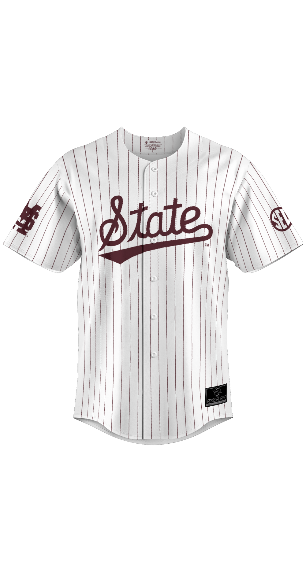 State Script Maroon Pinstripe Full Button Down Baseball Jersey