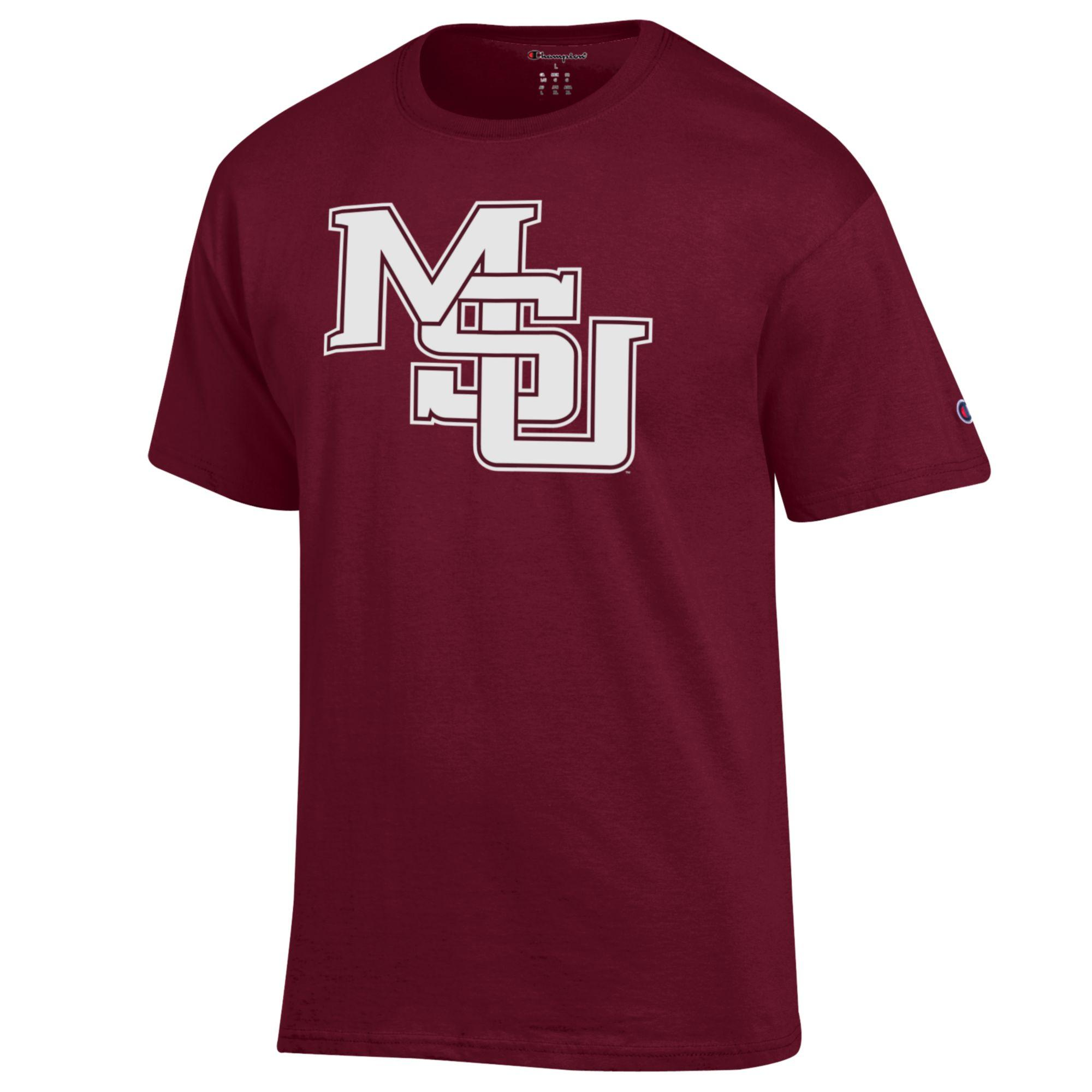 Mississippi State Tee - Maroon with Interlocking MSU