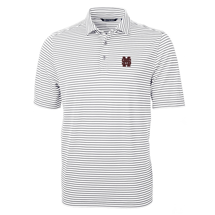Cutter & Buck Virtue Eco Pique Stripe Recycled Mens Polo- M over S Logo