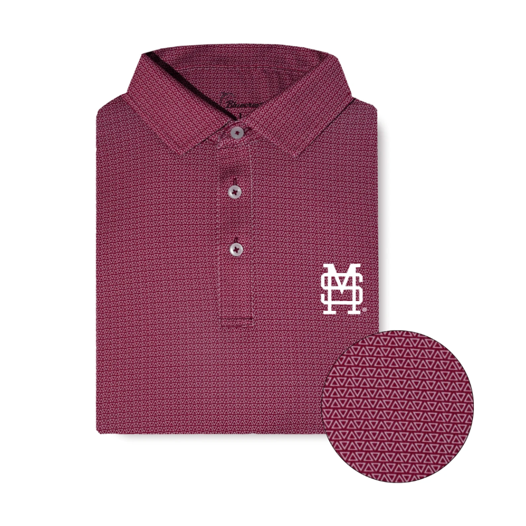 Bluecrest Mississippi State Apex Print Performance Polo - Maroon with M Over S
