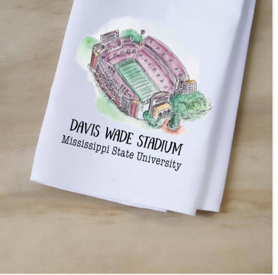 Little Birdie Davis Wade Stadium Tea Towel for Mississippi State University Fans