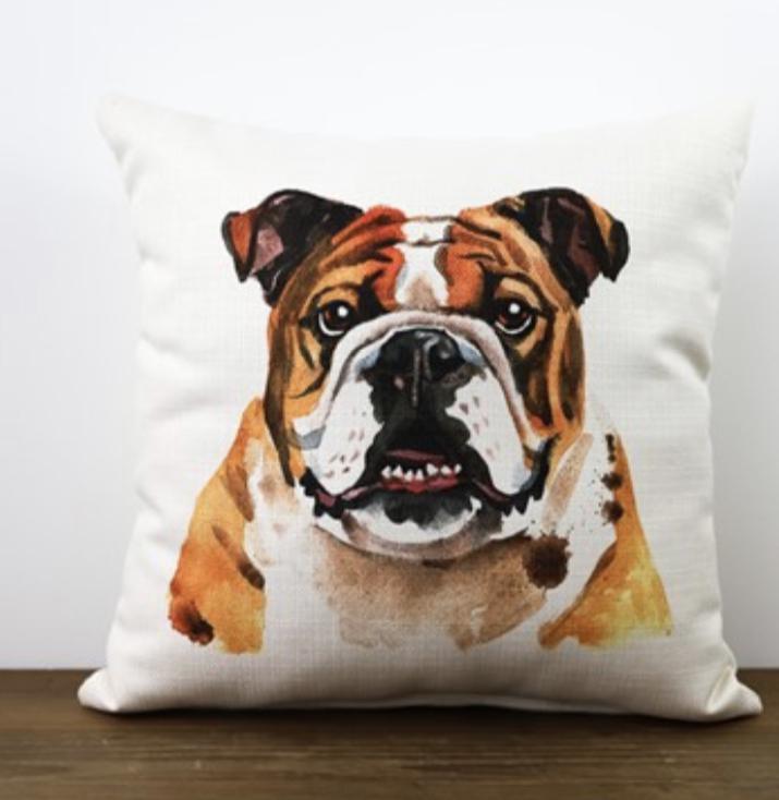 Little Birdie Portrait Bulldog Pillow - Mississippi State Decor