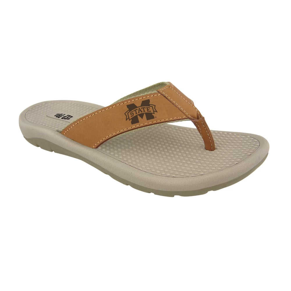 Zep Pro Tan Leather Flip Flops- Mississippi State