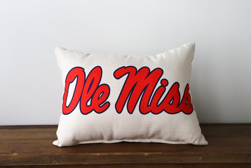 Little Birdie Ole Miss Script Decorative Pillow