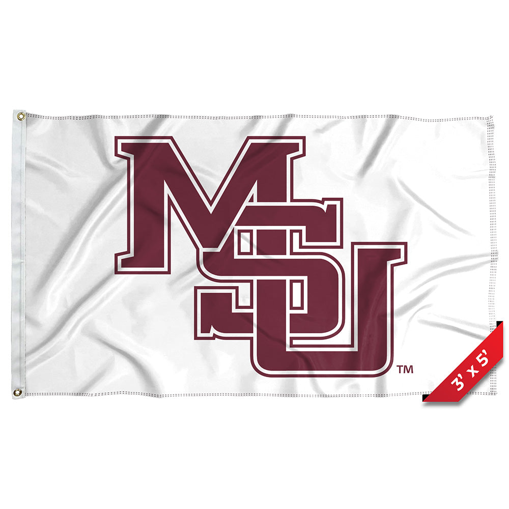 Mississippi State 3x5 house Flag - White with Interlocking MSU