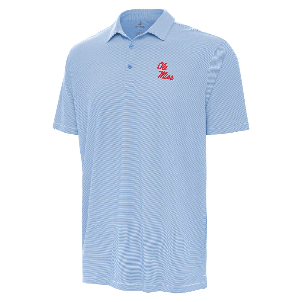 Antigua Ole Miss Twine Polo - Powder Blue Stripe