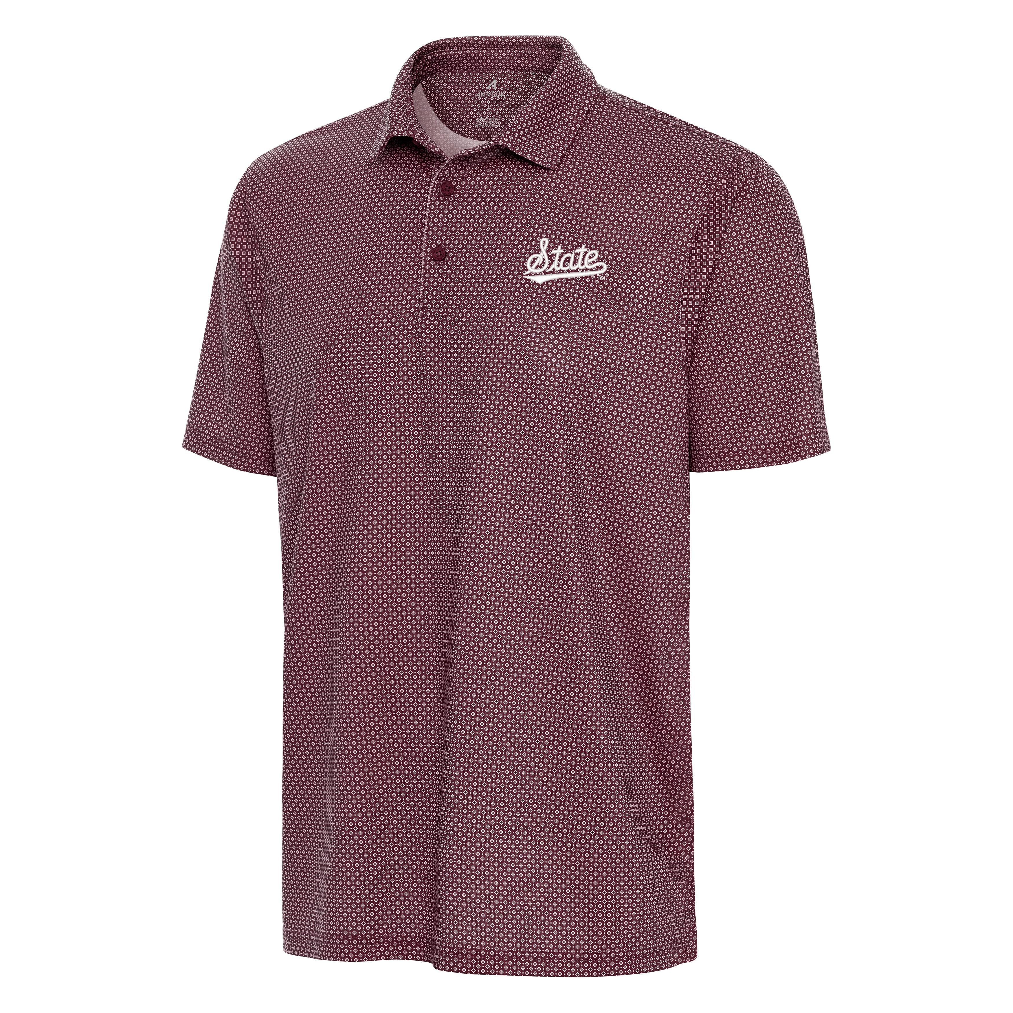 Mississippi State Trellis Polo - Maroon with State Script