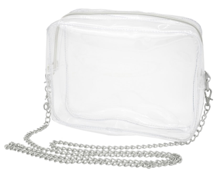 Crossbody Purse - Clear PVC with Silver Hardware