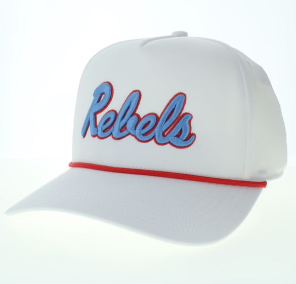 White Caddy Hat with Rebels Script