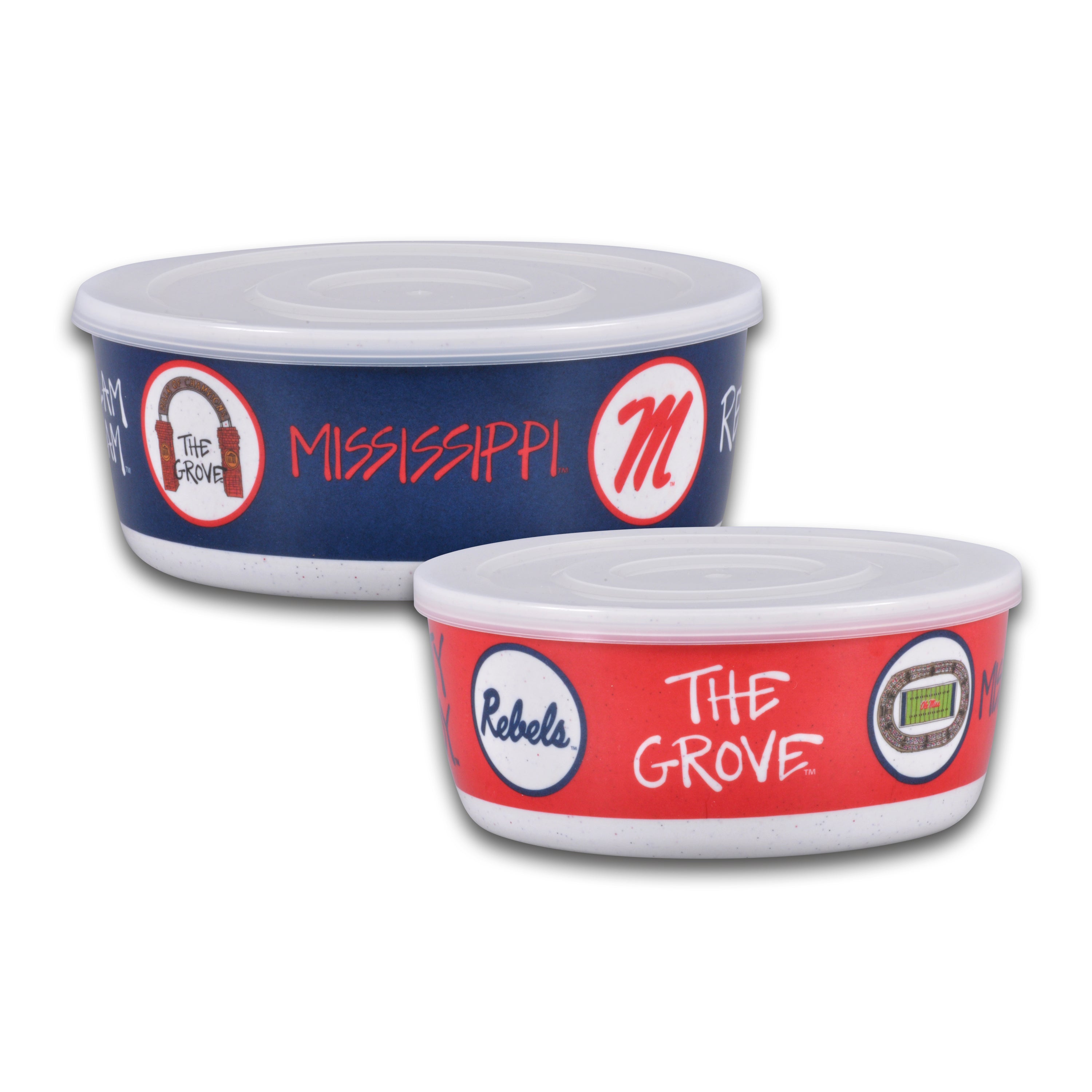 Magnolia Lane Ole Miss Two Bowl Set for Tailgating