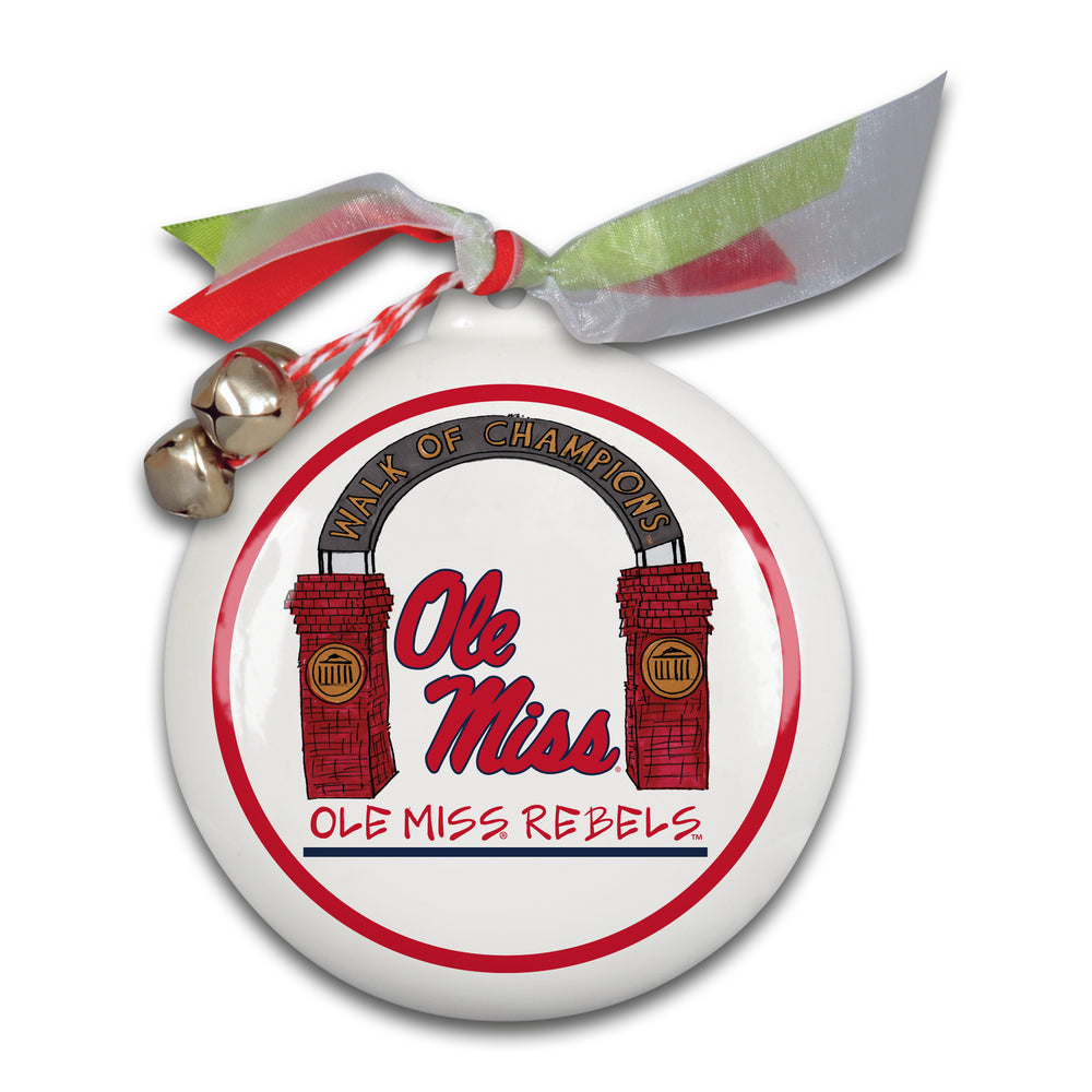 Magnolia Lane Ole Miss Walk of Champions Glass Ornament