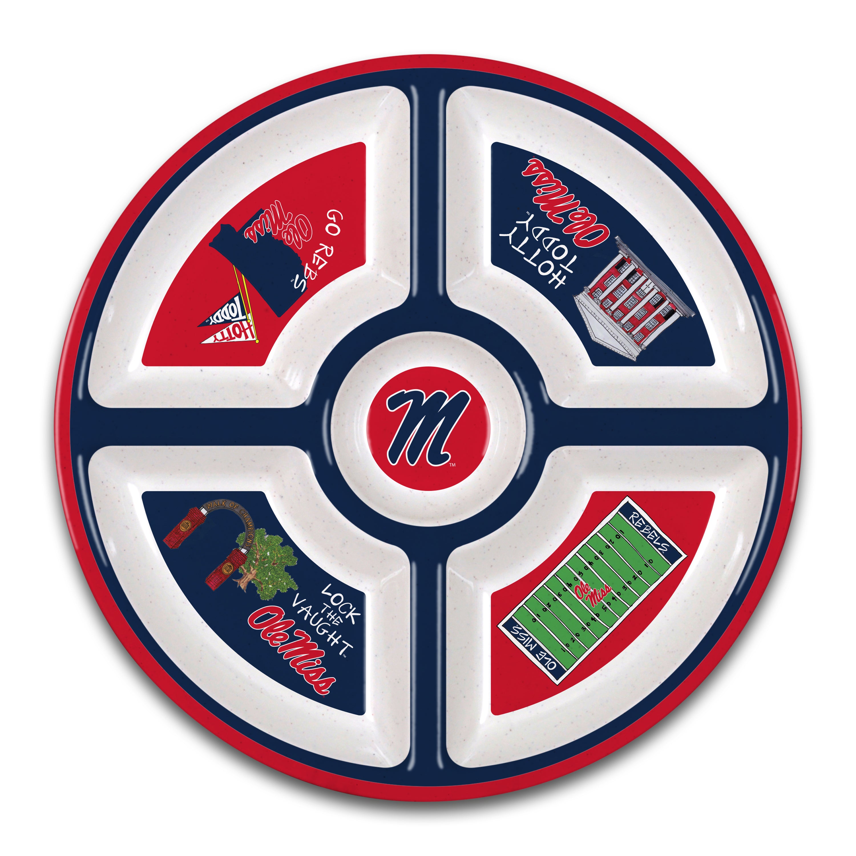 Magnolia Lane Ole Miss 5 Section Round Platter