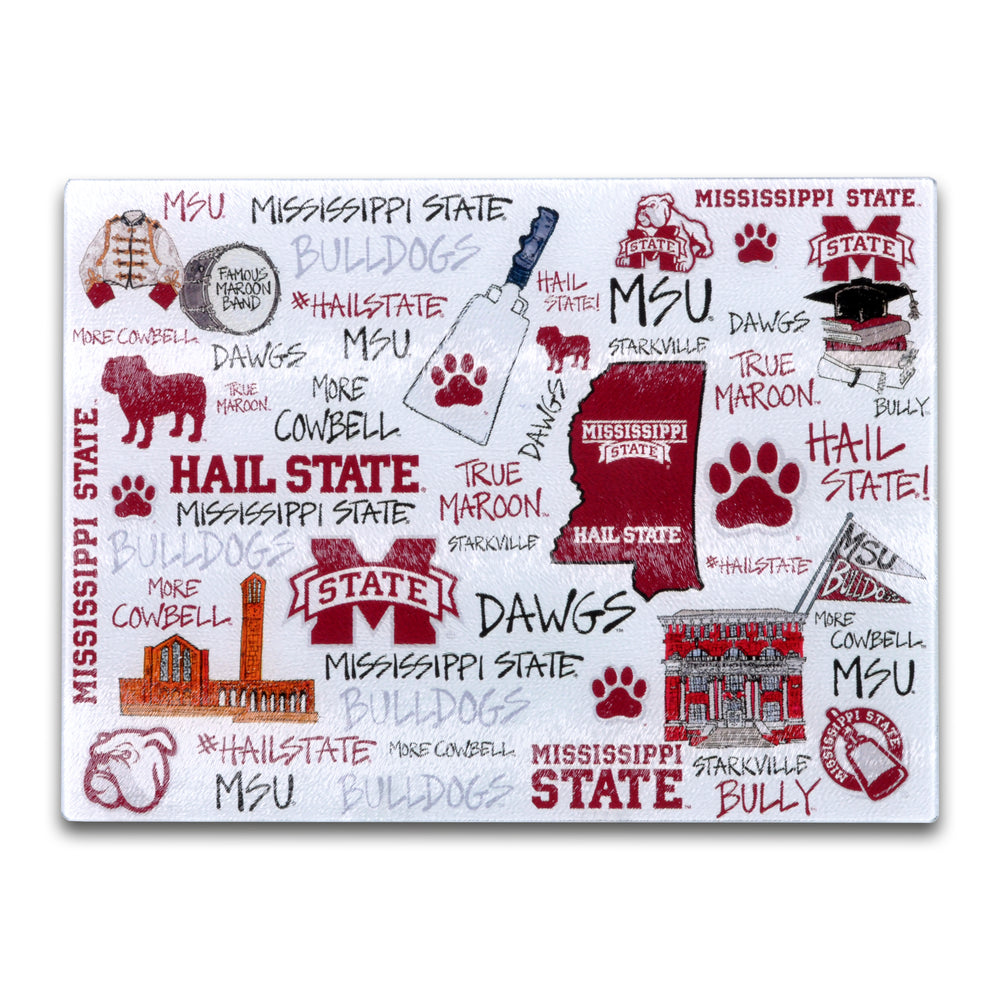 Magnolia Lane Mississippi State Tempered Glass Cutting Board