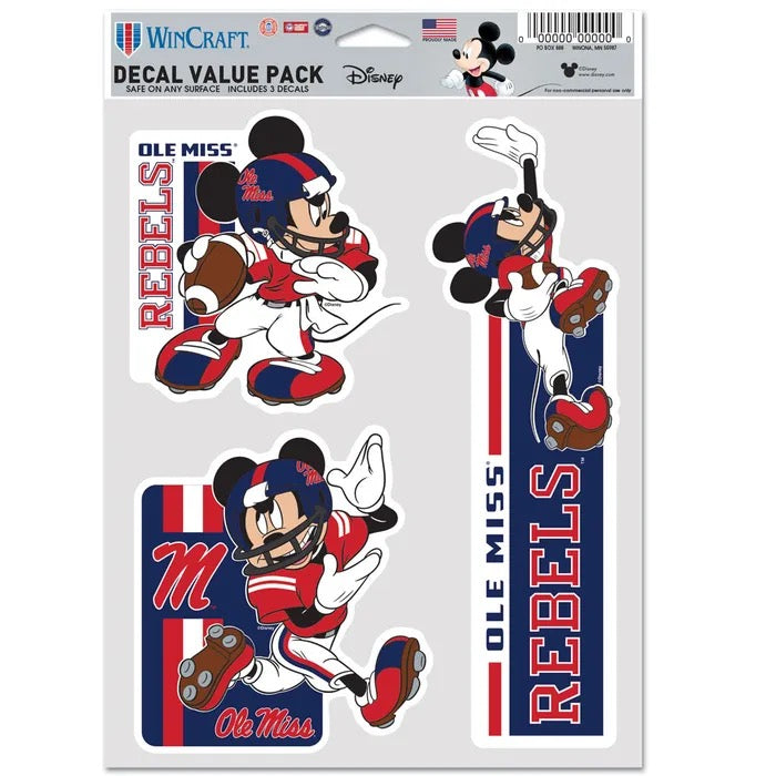 Ole Miss Mickey Mouse Decal Value Pack