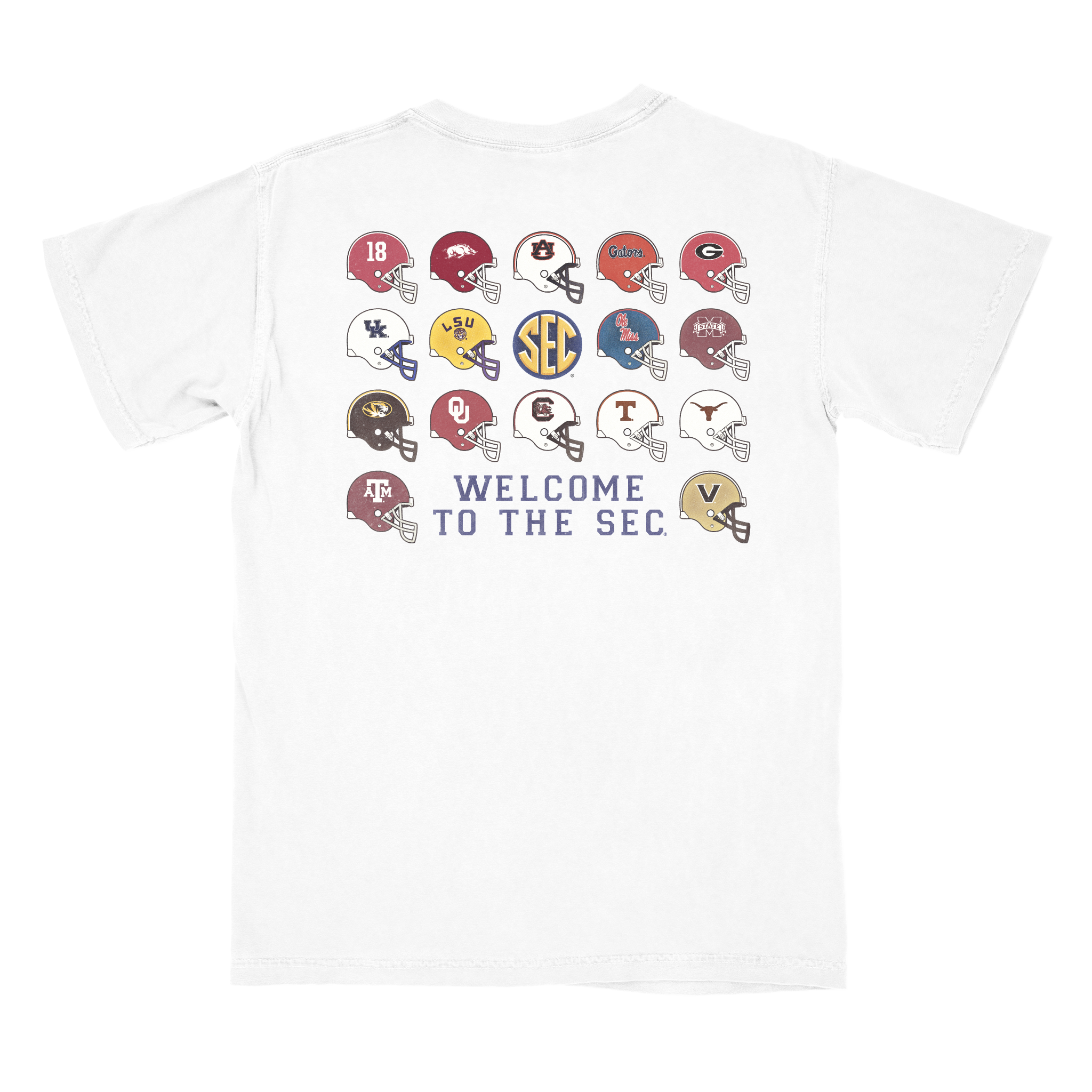 White SEC Helmets Pocket T-Shirt