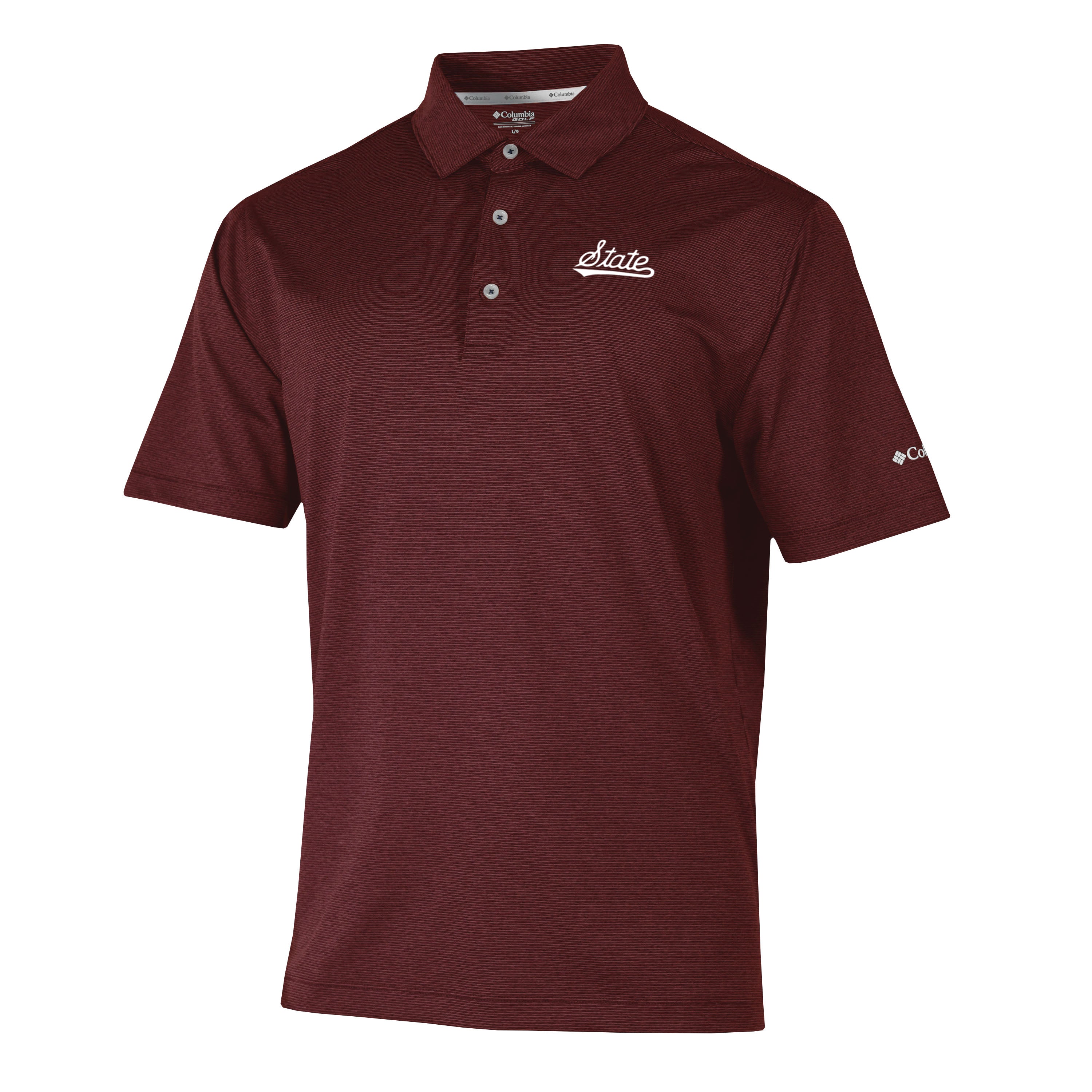 Columbia Mississippi State Omni-Wick Sand Polo With State Script