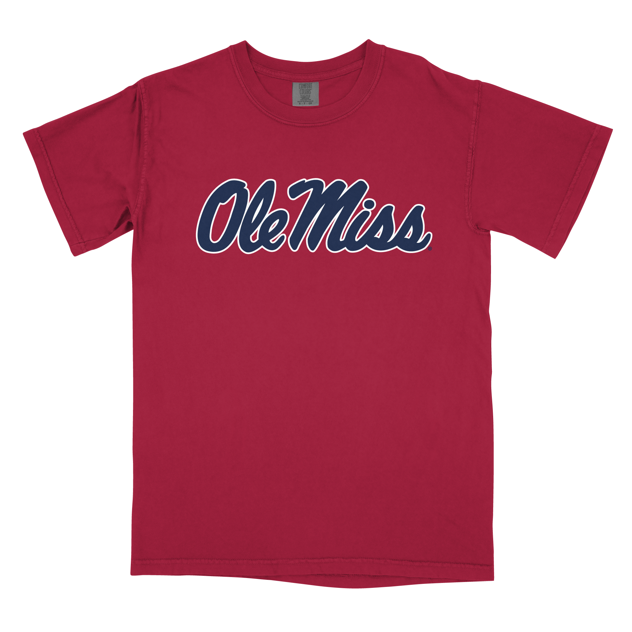 Comfort Color Red Ole Miss Tee with Ole Miss Script