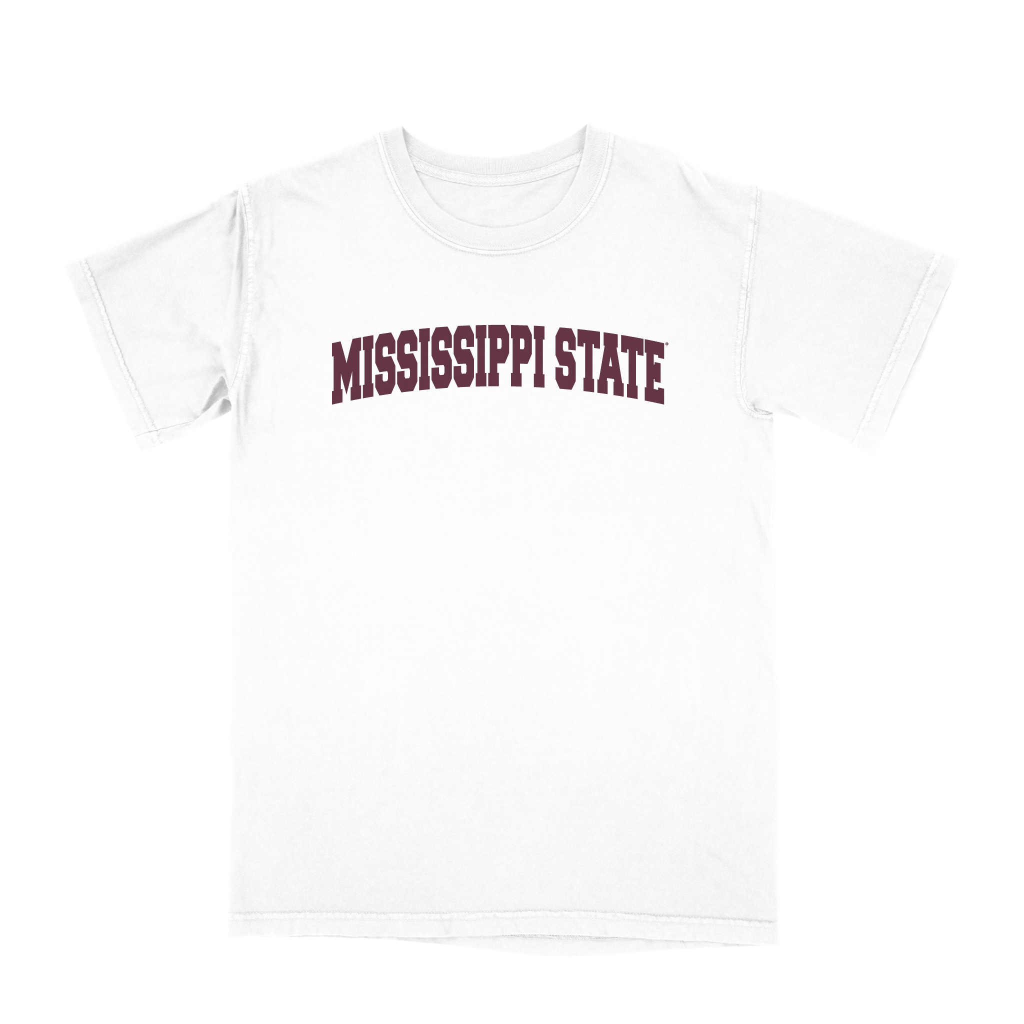 Comfort Color Mississippi State Tee - White with Maroon Mississippi State