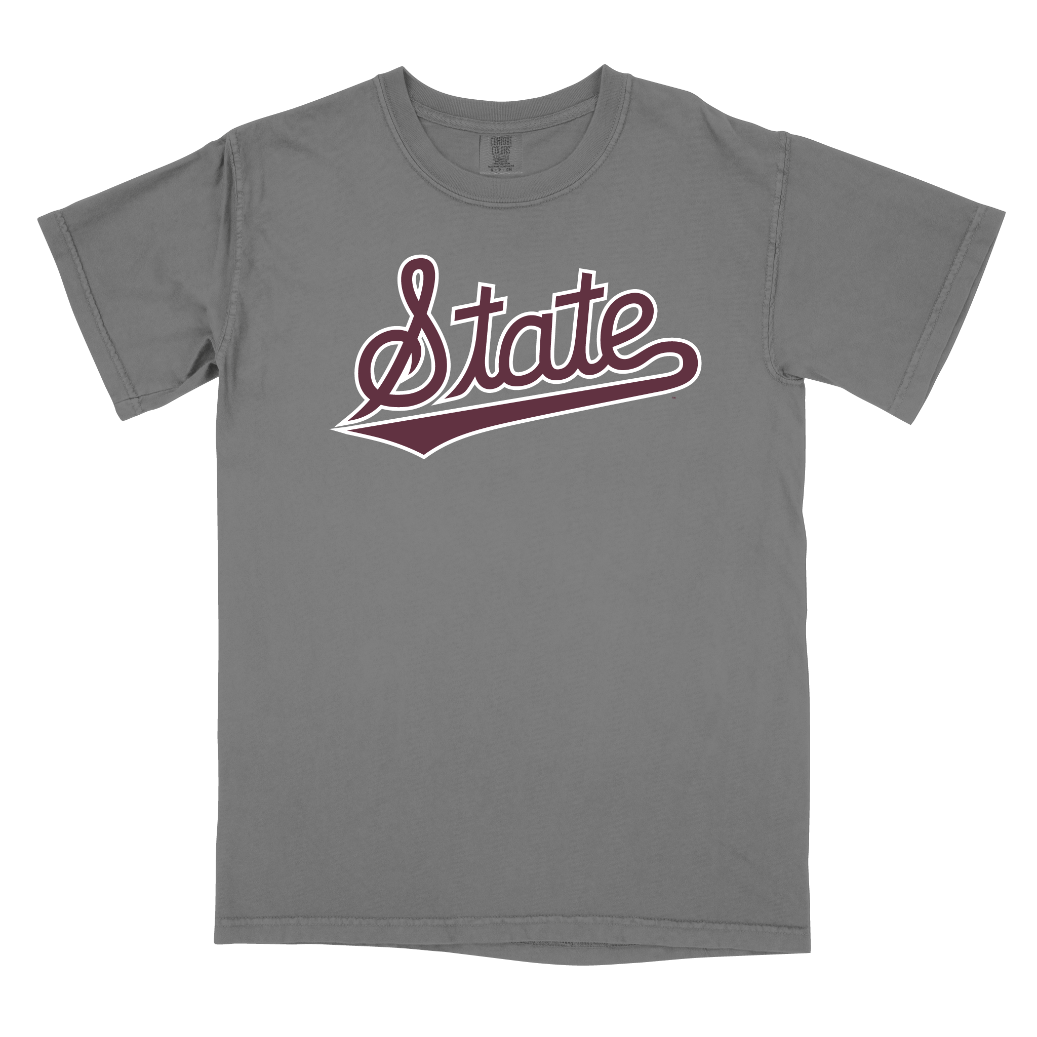 Comfort Color Mississippi State Tee - Grey with Maroon Mississippi State