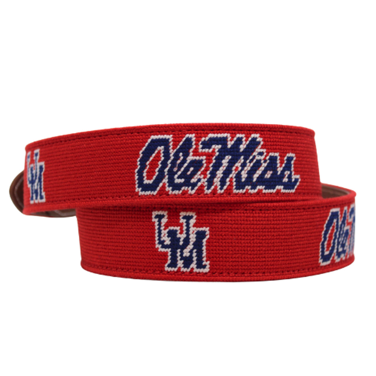 Ole Miss Red Needlepoint Belt