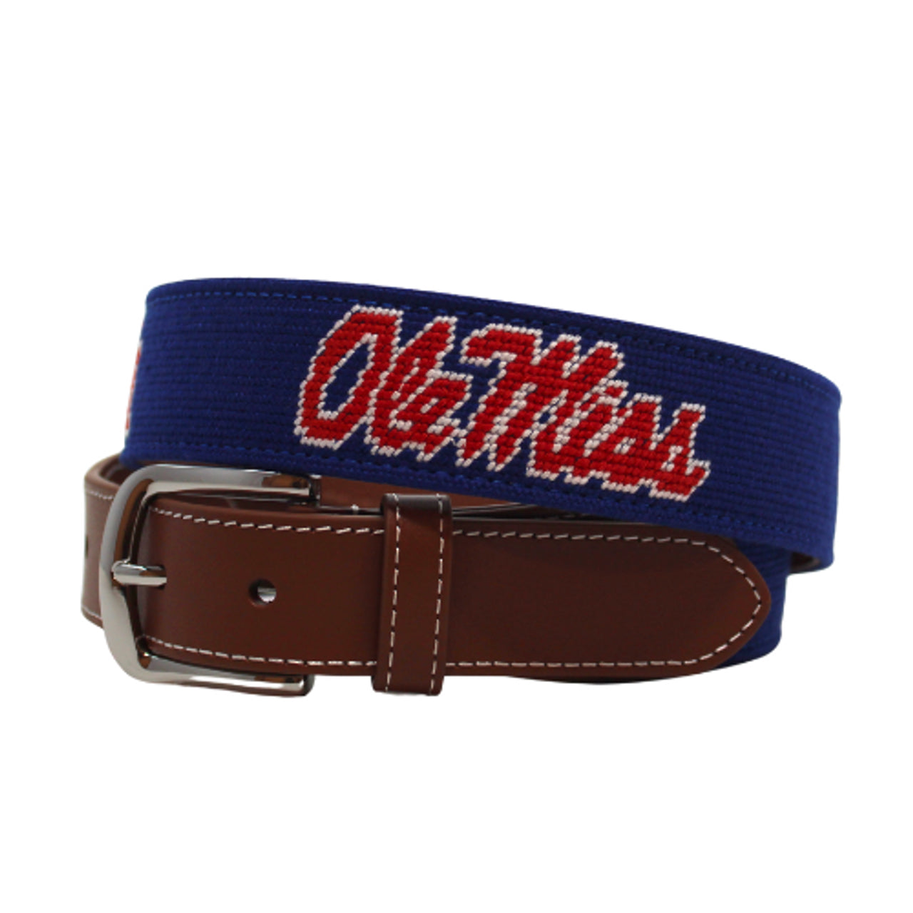 Ole Miss Navy Needlepoint Belt