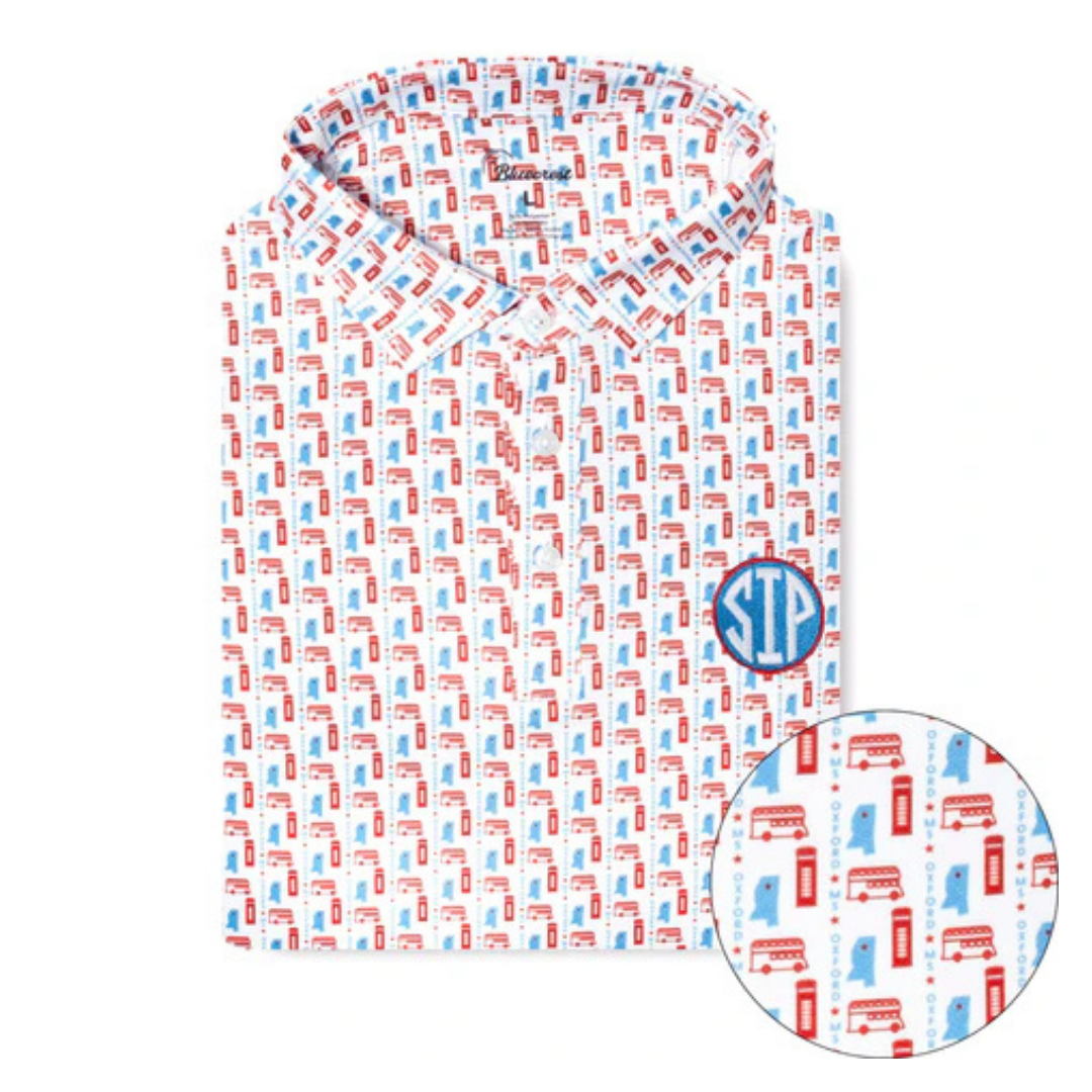 Bluecrest Ole Miss Oxford Performance Polo - SIP Logo