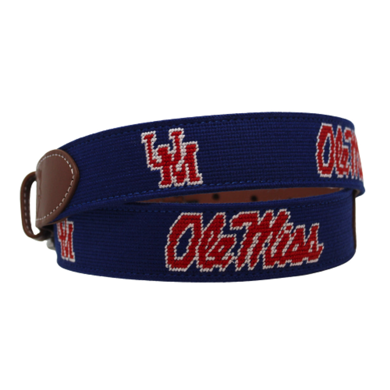 Ole Miss Navy Needlepoint Belt
