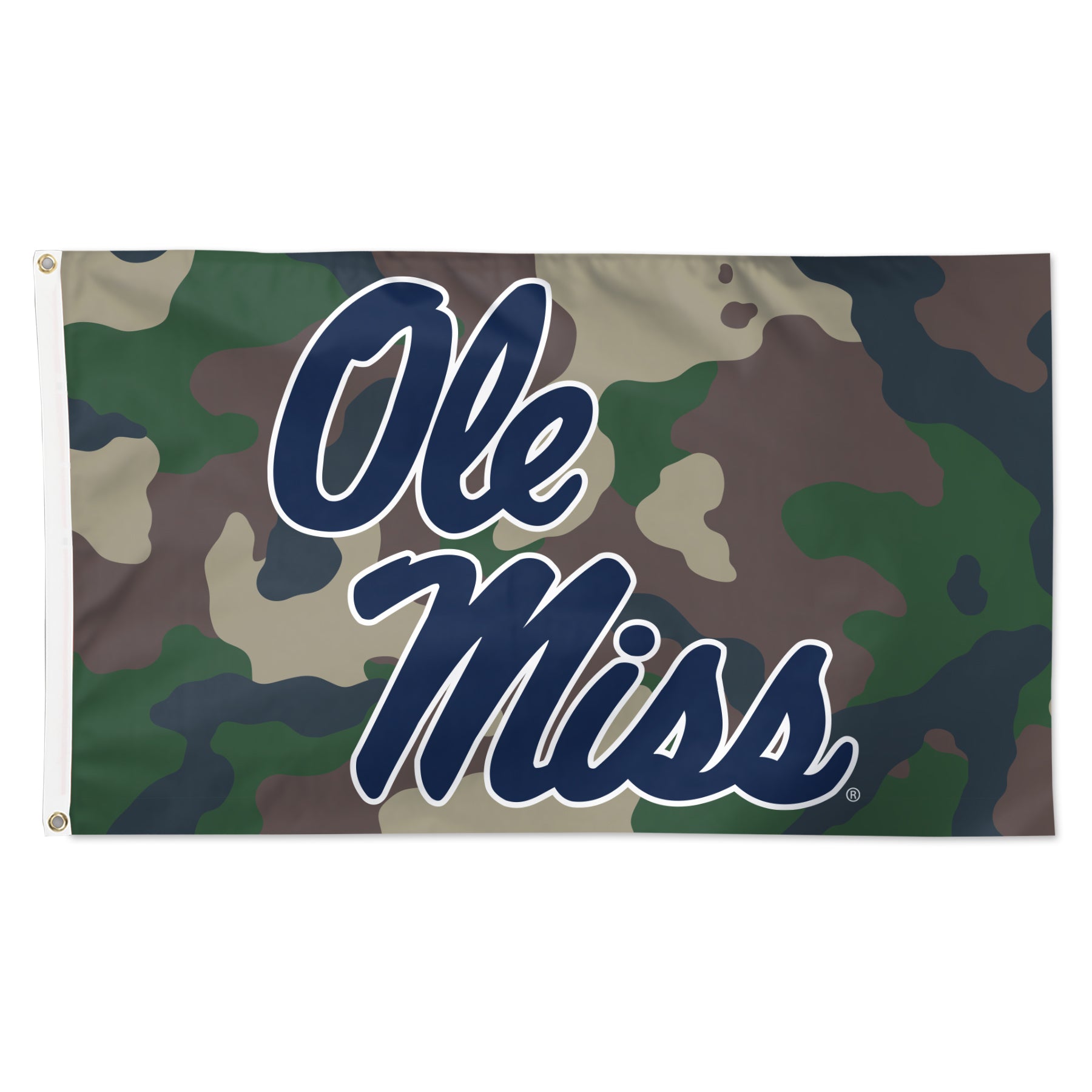 Deluxe 3x5 Camo Ole Miss Script Flag