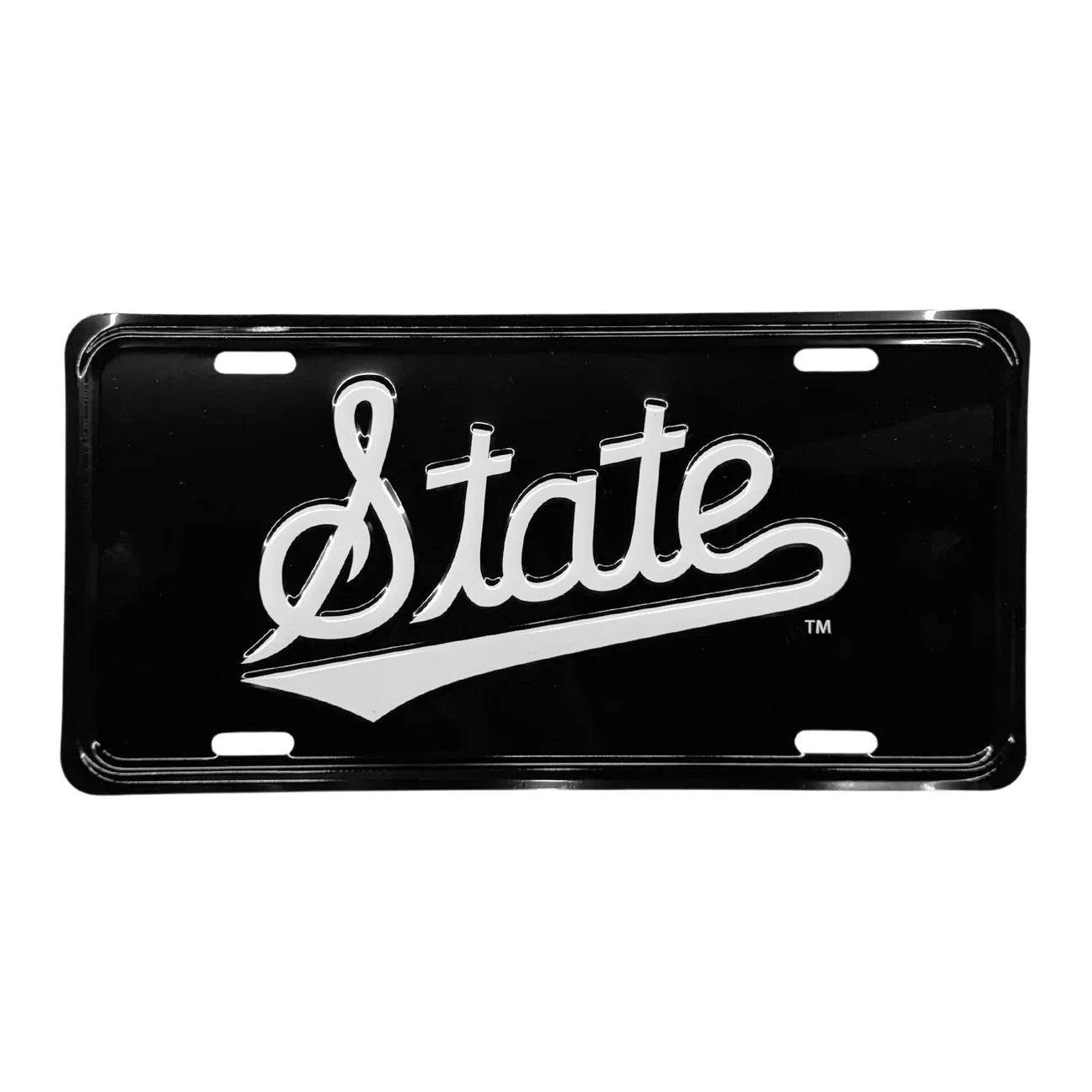 State Script Black Aluminum Car tag
