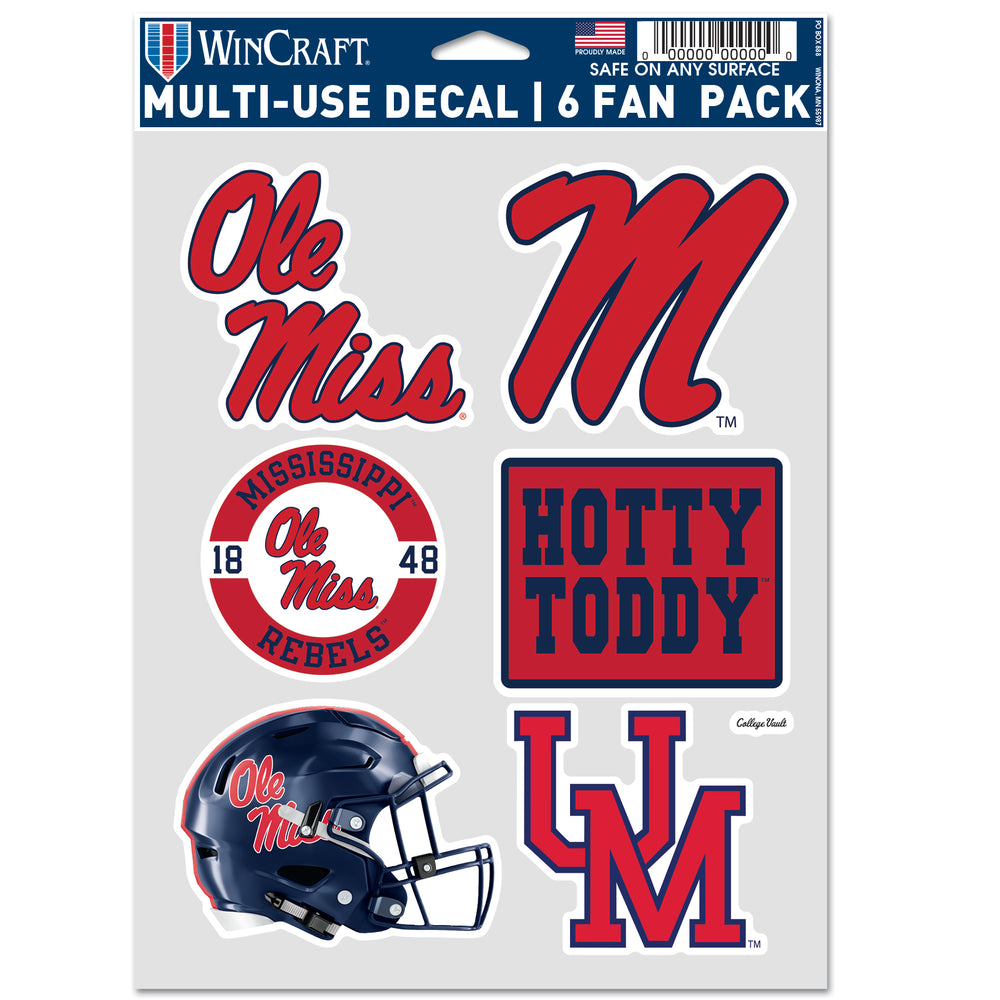 Ole Miss Rebels / College Vault 6 Fan Pack Multi-use Decals