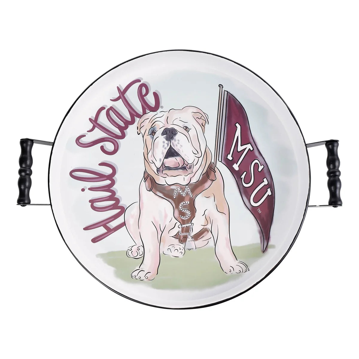 Mississippi State Round Mascot Enamel Tray